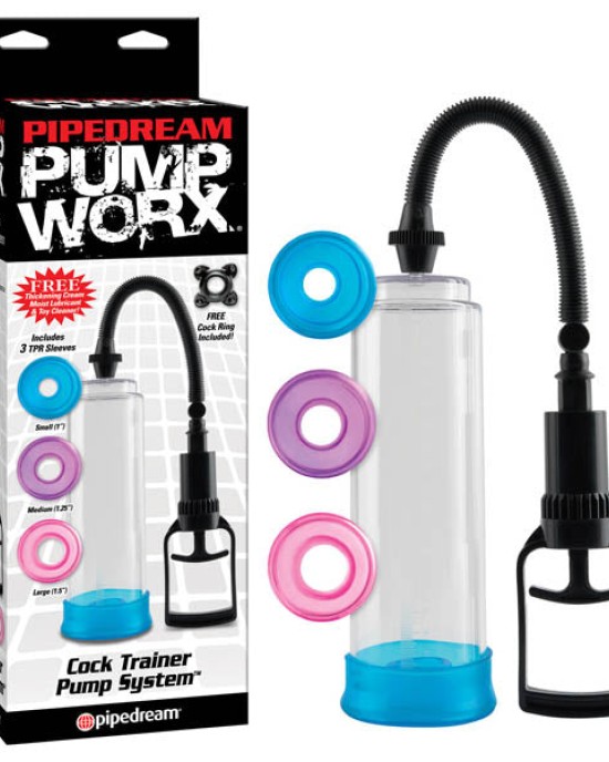 Pump Worx Cock Trainer Pump System - Clear Penis Pump with 3 Sleeves