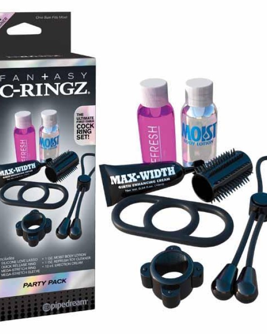 Fantasy C-Ringz Party Pack - Black Cock Rings - 7 Piece Set