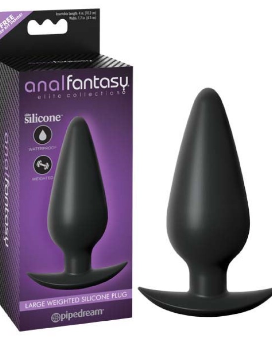 Anal Fantasy Elite Collection Large Weighted Butt Plug - Black