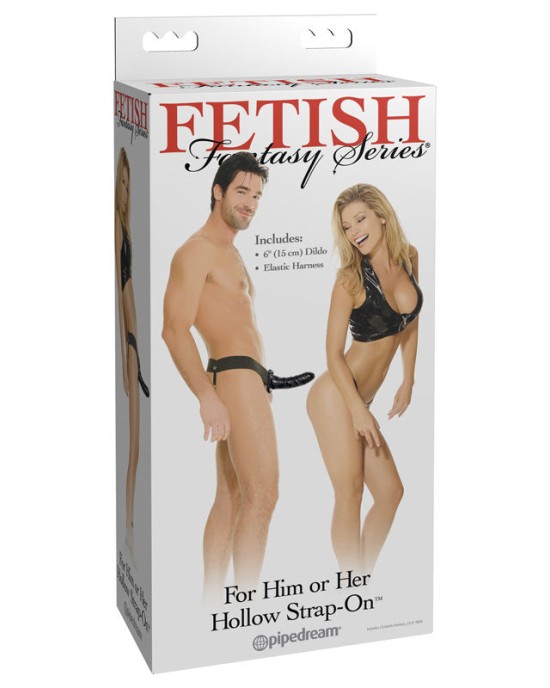 Fetish Fantasy Series For Him Or Her Hollow 6 Inch Strap-On - Black