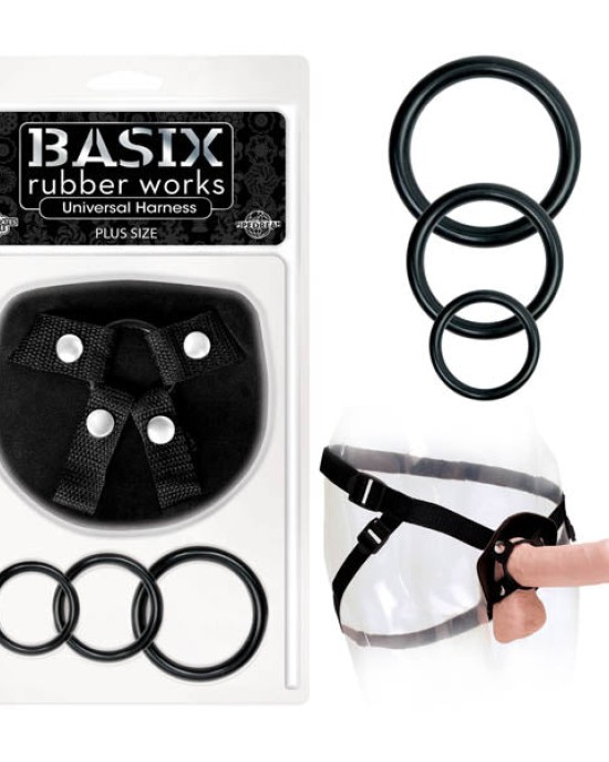 Basix Rubber Works Universal Harness - Plus Size - Black