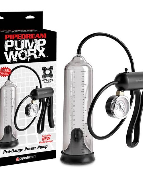 Pump Worx Pro-Gauge Power Pump - Clear Penis Pump with Hand Trigger