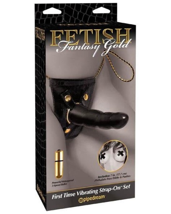 Fetish Fantasy Gold First Time Vibrating Strap-On Set