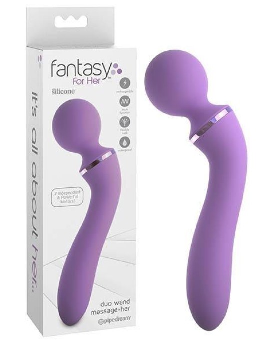 Fantasy For Her Duo Wand Massage-Her - Purple 19.6 cm (7.75'') USB Rechargeable Massage Wand