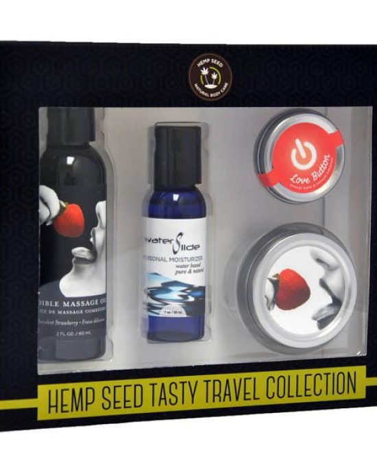 Hemp Seed Tasty Travel Collection - Strawberry Scented Lotion Kit - 4 Piece Set