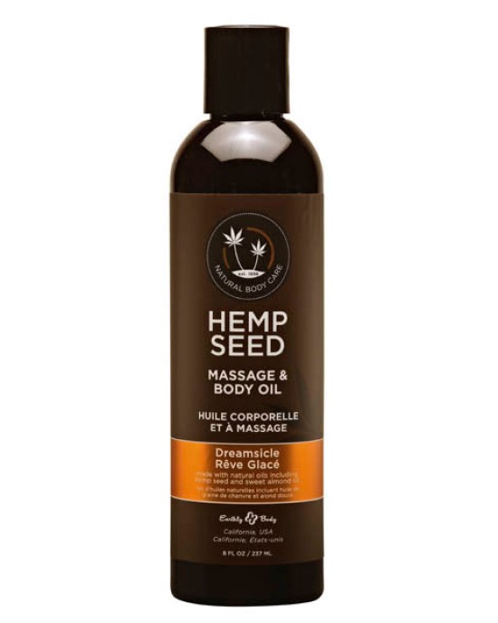 Hemp Seed Massage & Body Oil - Dreamsicle (Tangerine & Plum) Scented - 237 ml Bottle