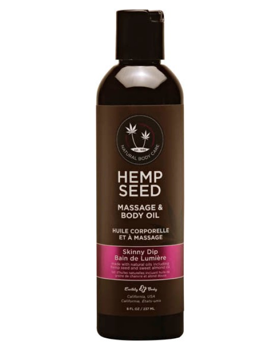 Hemp Seed Massage & Body Oil - Skinny Dip (Vanilla & Fairy Floss) Scented - 237 ml Bottle