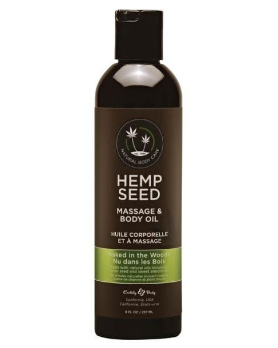 Hemp Seed Massage & Body Oil - Naked In The Woods (White Tea & Ginger) Scented - 237 ml Bottle