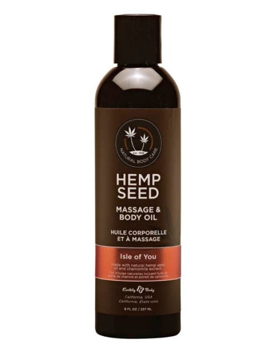 Hemp Seed Massage & Body Oil - Coconut Water, Citrus & Vanilla (Isle Of You) Scented - 237 ml Bottle