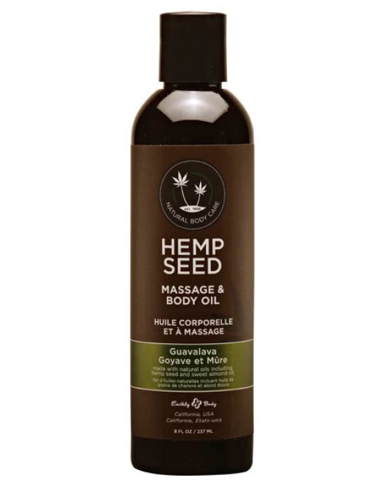 Hemp Seed Massage & Body Oil - Guavalava (Guava & Blackberry) Scented - 237 ml Bottle