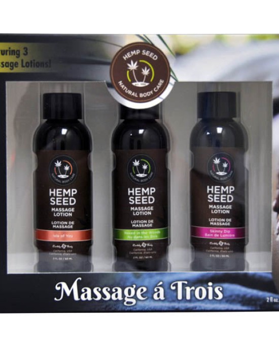 Hemp Seed Massage A Trois - Scented Massage Lotion Kit - 3 Bottle Set