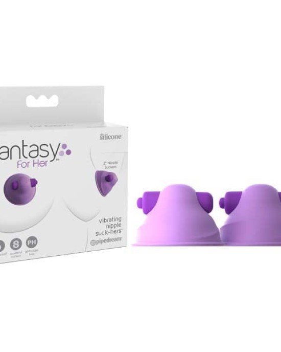 Fantasy For Her Vibrating Nipple Suck-Hers - Purple - Set of 2