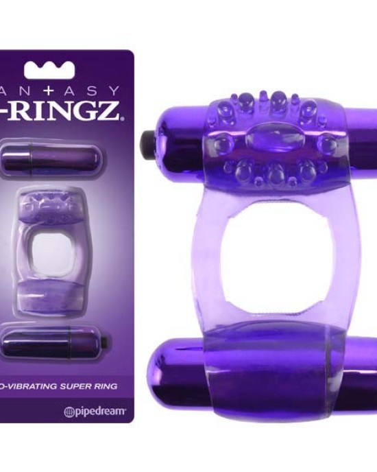 Fantasy C-Ringz Duo-Vibrating Super Ring - Purple Dual Vibrating Cock Ring