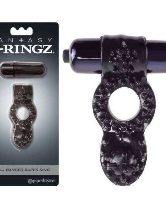 Fantasy C-Ringz Ball-Banger Super Ring - Black Vibrating Cock Ring