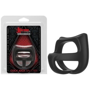 KINK Cock Jock Splitter - Black Silicone Cock & Ball Splitter Ring