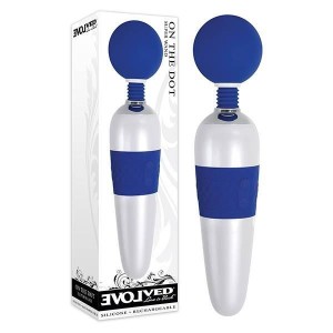 On The Dot Super Wand - White/Blue Rechargeable Massage Wand