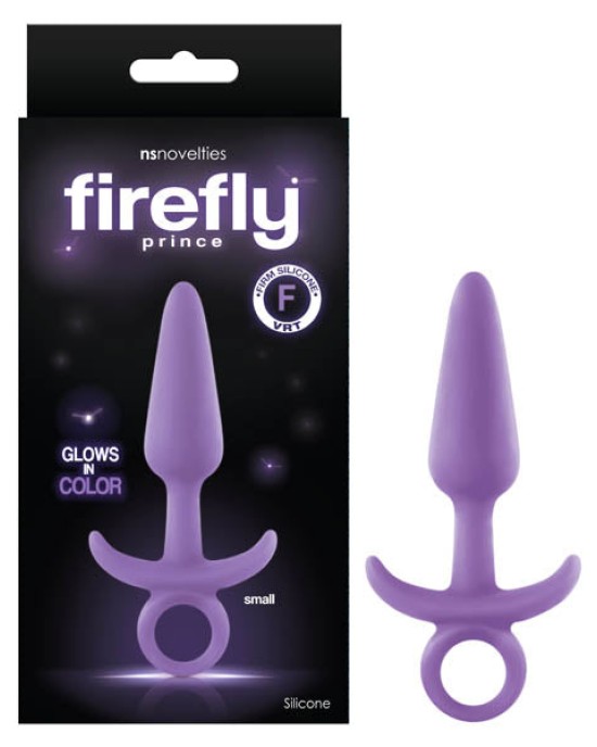 Firefly Prince - Glow-in-Dark Purple 10.9 cm Small Butt Plug with Ring Bull