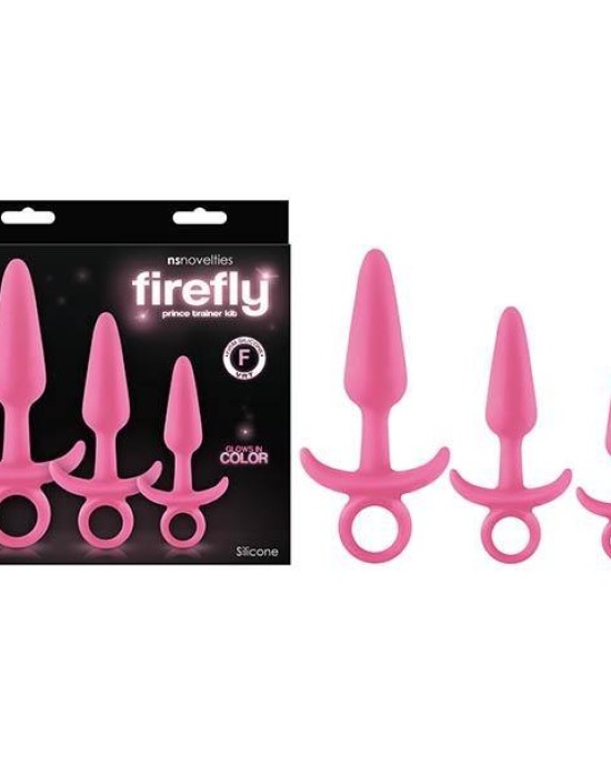 Firefly - Prince Trainer Kit - Glow in the Dark Pink Butt Plugs - Set of 3 Sizes