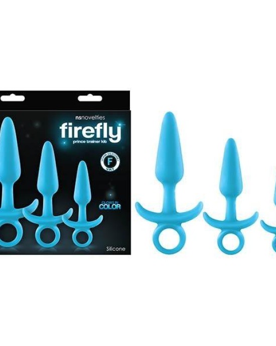 Firefly - Prince Trainer Kit - Glow in the Dark Blue Butt Plugs - Set of 3 Sizes