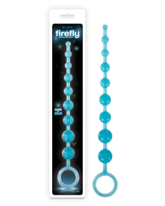 Firefly Pleasure Beads - Glow-in-Dark Blue 30 cm (11.8'') Anal Beads