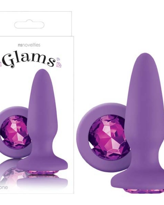 Glams - Purple 10.4 cm (4'') Butt Plug with Sparkling Gem