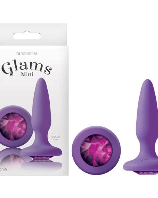 Glams Mini - Purple 8.4 cm (3.3'') Butt Plug with Sparkling Gem