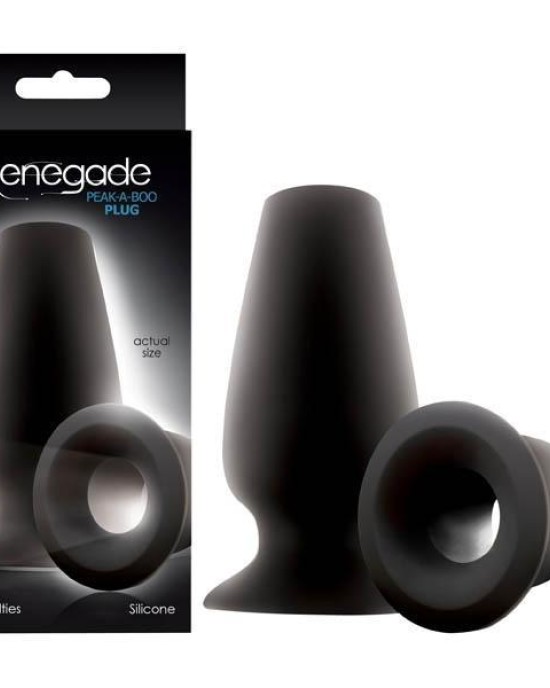 Renegade - Peek-a-boo Plug - Black 10 cm (4'') Hollow Butt Plug