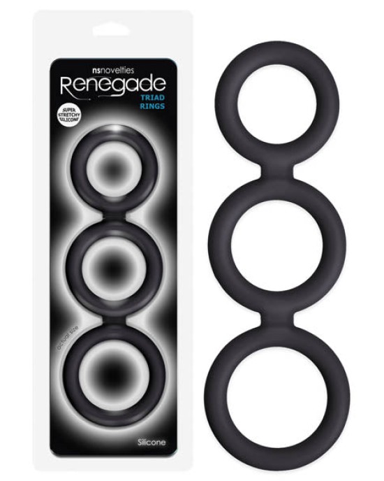 Renegade Triad Cock Ring - Black Triple Cock Ring