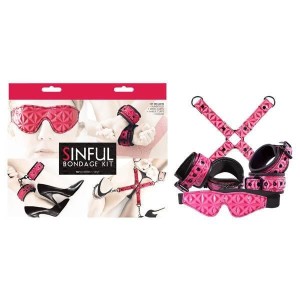 Sinful - Bondage Kit - Pink Bondage Kit - 4 Piece Set