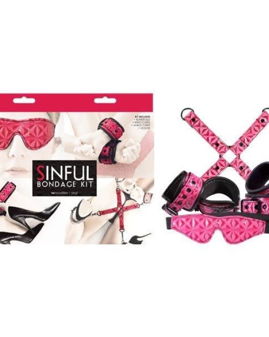 Sinful - Bondage Kit - Pink Bondage Kit - 4 Piece Set