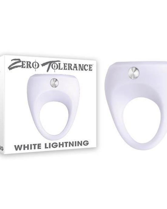 Zero Tolerance White Lightning - White Vibrating Cock Ring