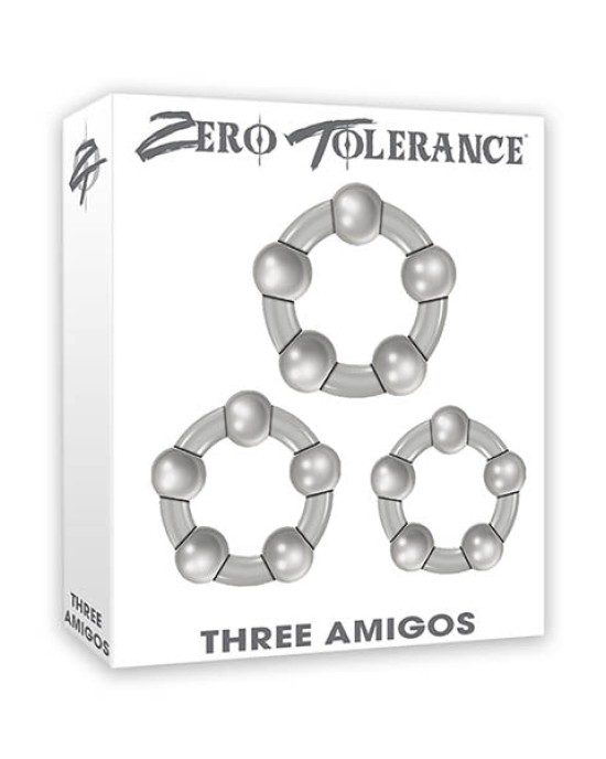 Zero Tolerance Three Amigos - Clear Cock Rings - Set of 3