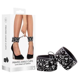 Ouch! Graffiti Ankle Cuffs - Black