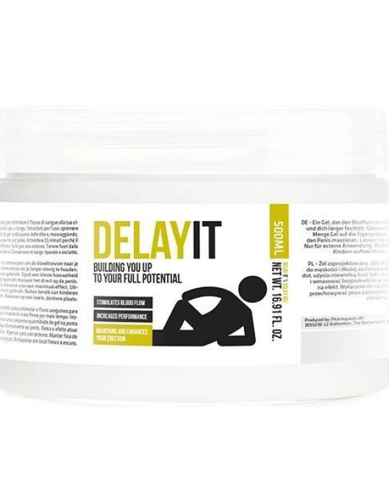 Pharmquests Delay It - Water Based Male Delay Gel - 500 ml Tub