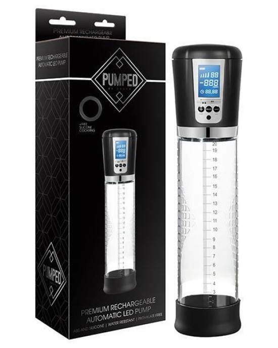 Pumped Premium Rechargeable Auto LED Pump - Clear USB Rechargeable Powered Penis Pump