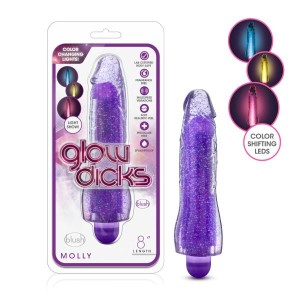 Glow Dicks Molly - Glitter Purple Light-Up Vibrator