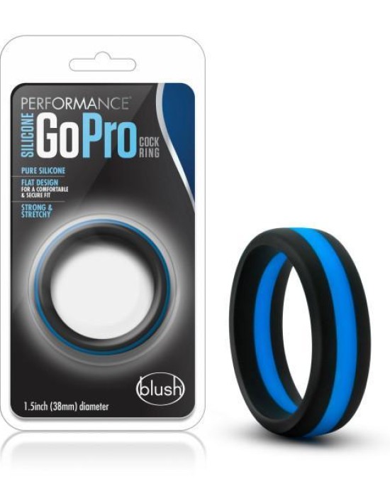 Performance Silicone Go Pro Cock Ring - Black/Blue Cock Ring