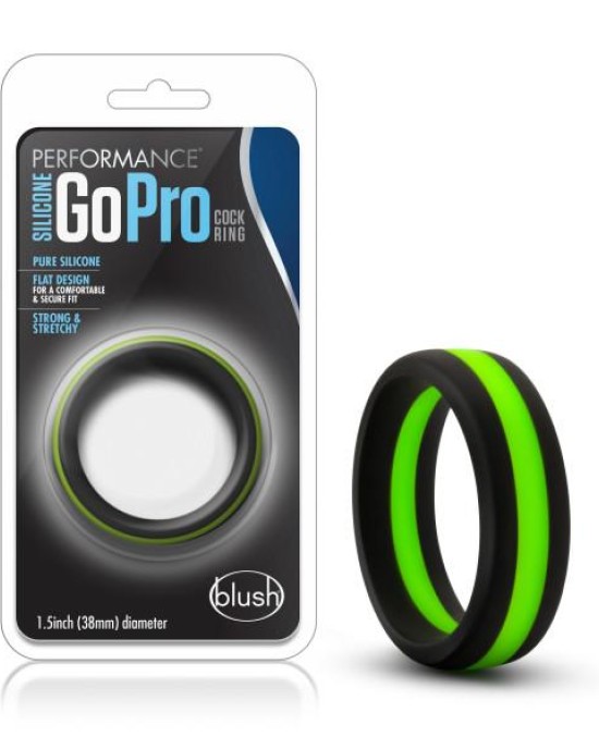 Performance Silicone Go Pro Cock Ring - Black/Green Cock Ring