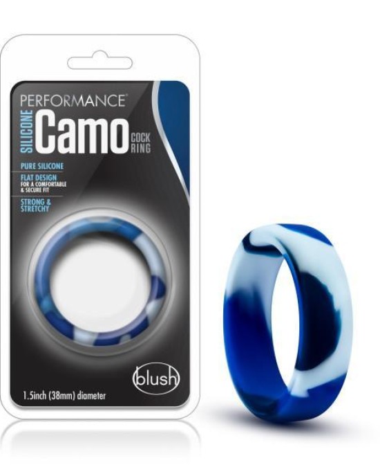 Performance Silicone Camo Cock Ring - Blue Cock Ring