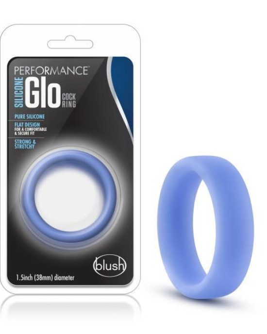 Performance Silicone Glo Cock Ring - Glow in the Dark Blue Cock Ring