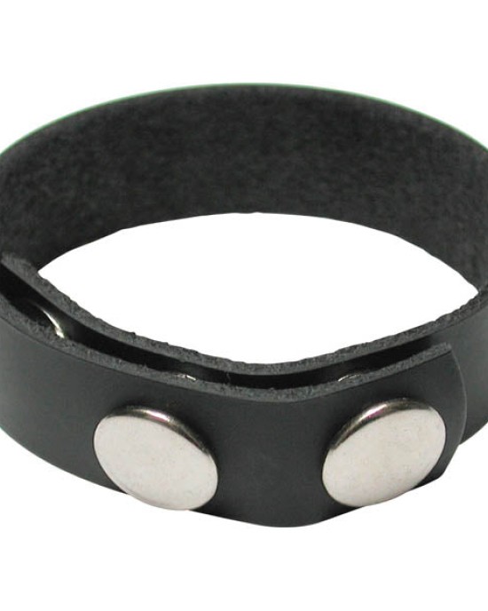 KinkLab 3 Snap Cock Ring - Black Leather Adjustable Cock Ring