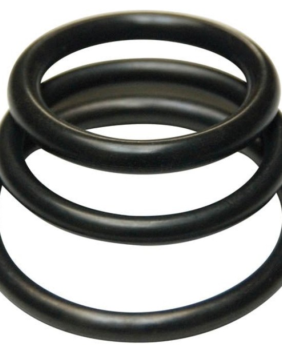 KinkLab Rubber Cock Rings - Black Rubber Cock Rings - Set of 3 Sizes