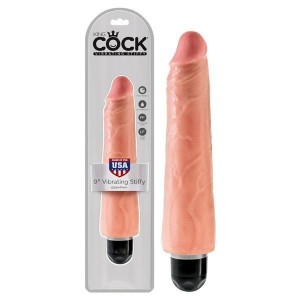 King Cock 9'' Vibrating Stiffy - Flesh 22.9 cm Vibrating Dong