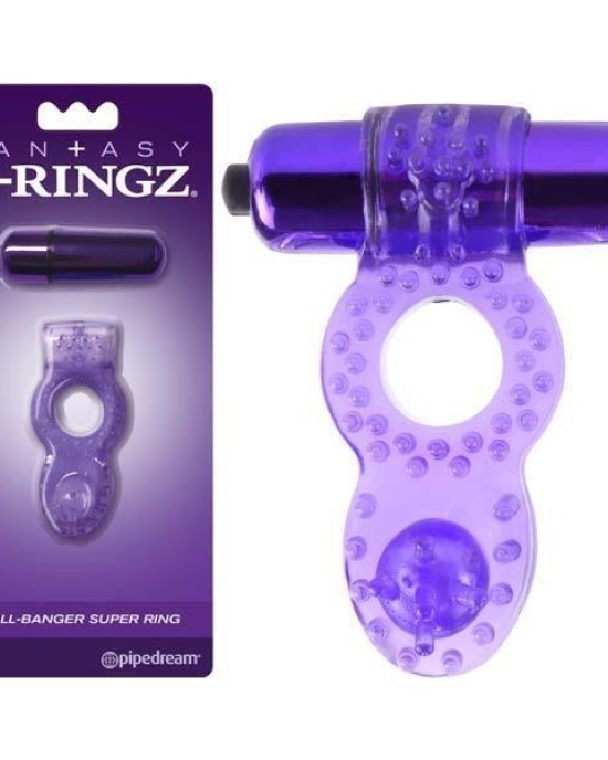 Fantasy C-Ringz Ball-Banger Super Ring - Purple Vibrating Cock Ring