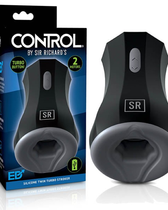 Sir Richards Silicone Twin Turbo Stroker - Rechargeable Vibrating Stroker