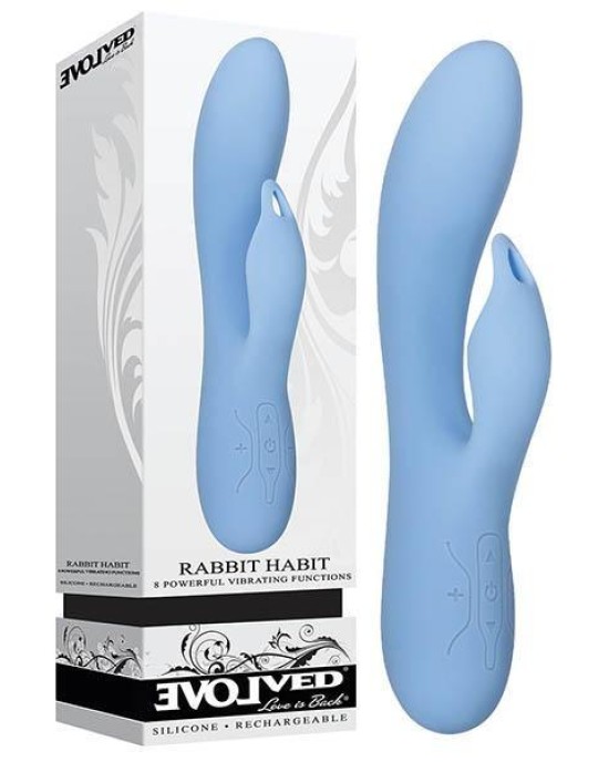 Rabbit Habbit Vibrator with Clitoral Stimulator - Blue