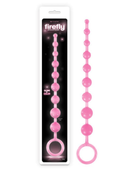 Firefly Pleasure Beads - Glow-in-Dark Pink 30 cm (11.8'') Anal Beads