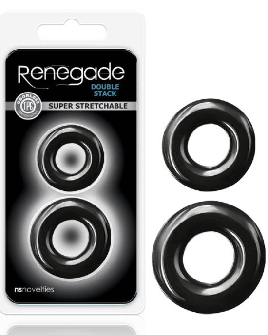 Renegade - Double Stack - Black Cock Rings - Set of 2