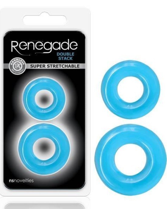 Renegade - Double Stack - Blue Cock Rings - Set of 2