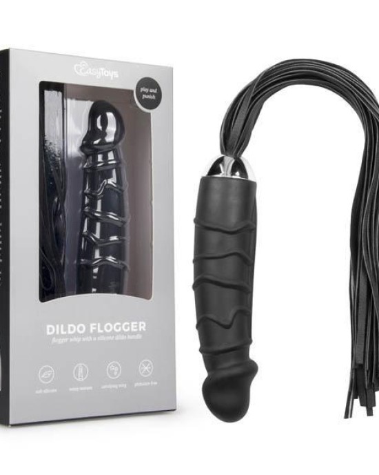 EasyToys Dildo Flogger - Black 14 cm (5.5'') Dong with Flogger Tail